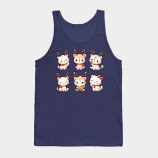 Kawaii Christmas Reindeer Kittens Tank Top